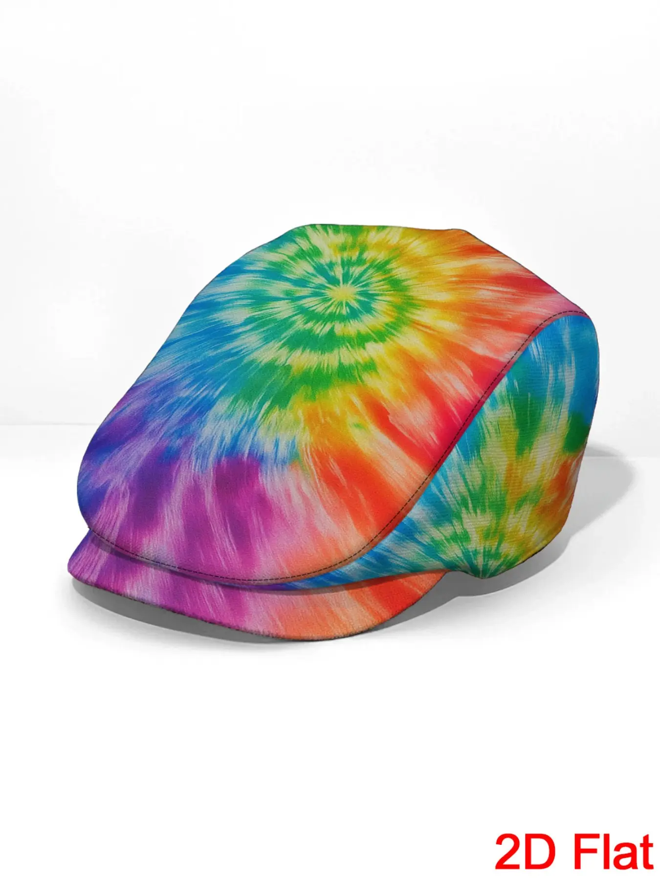 1pc 2D Flat With Tie dye rainbow swirl Print Men Beret Hat Adjustable Flat Cap Ivy Cap Flat-top Hat Casual Non-Stretch Fabric Suitable for Daily Outdoor Leisure Ideal Gift for Men & Women