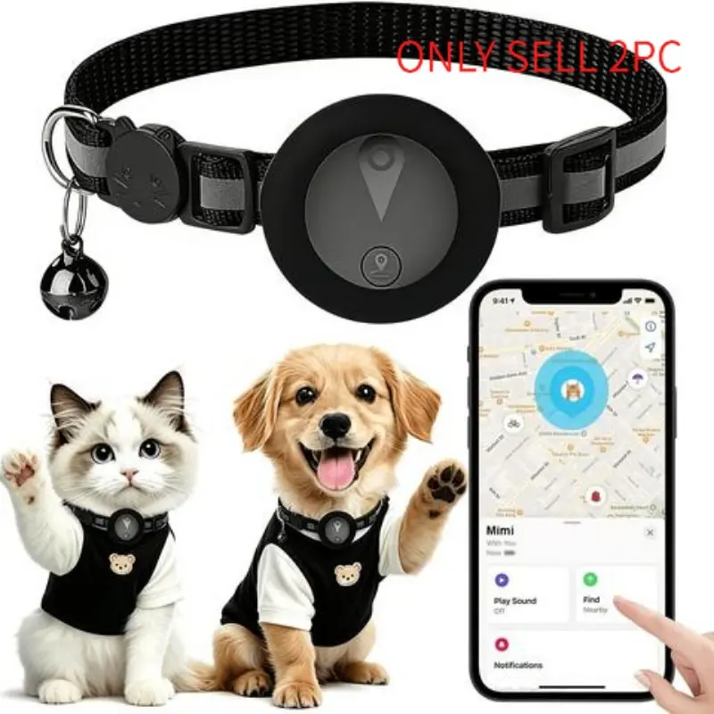 GPS Tracker for Cats & Dogs – Smart Collar with Real-Time Location, No Monthly Fee, Compatible with iOS "Find My" App, Adjustable Pet Activity Tracker with 360° Reflective Strap, Reflective Collars for Small, Medium & Large Pets