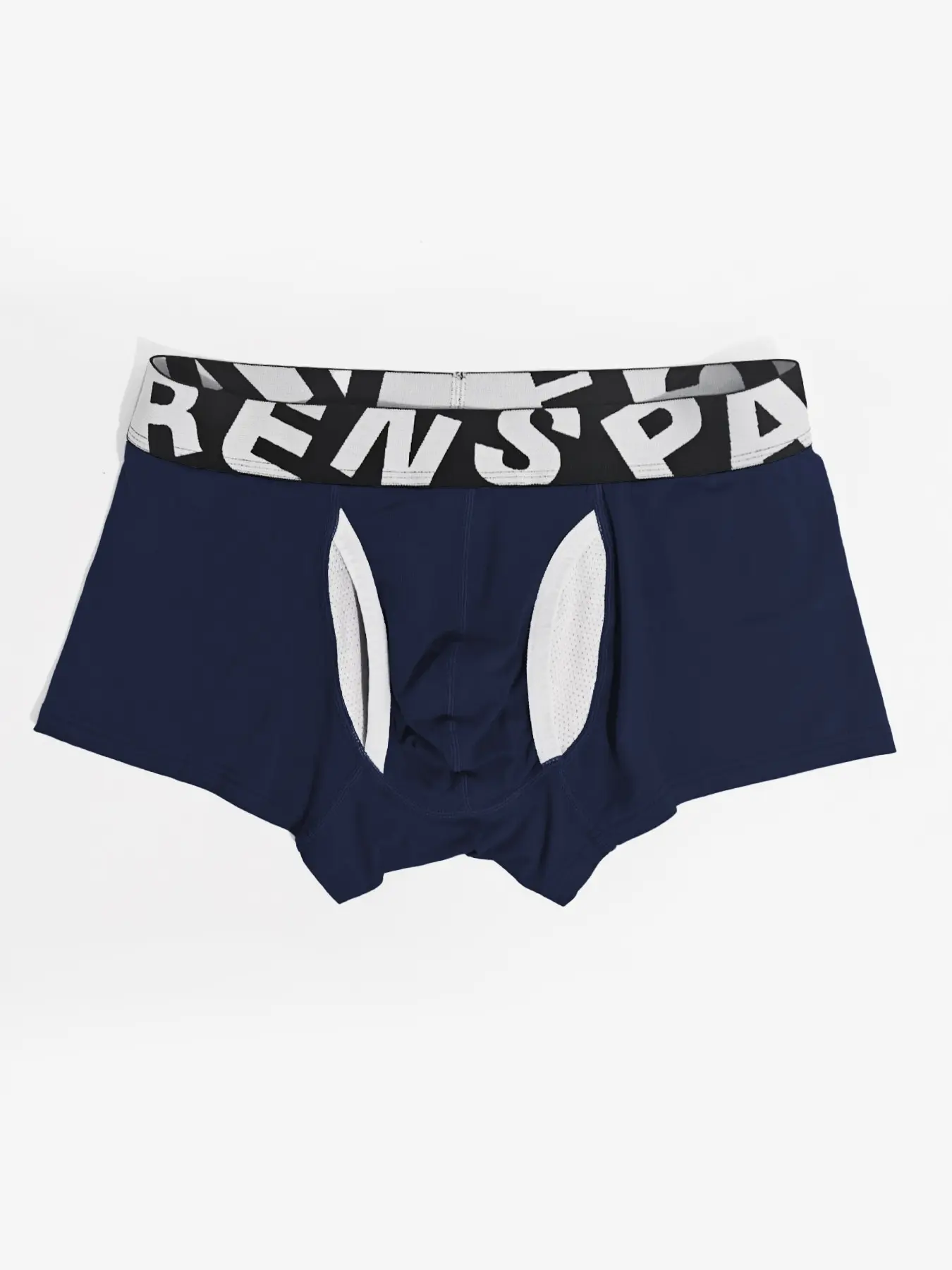Popular men under shorts with convenient open fly and breathable mesh pouch to keep private area dry. Soft stretch fabric, wide letter elastic waistband, solid black fit for workout, office and daily life.