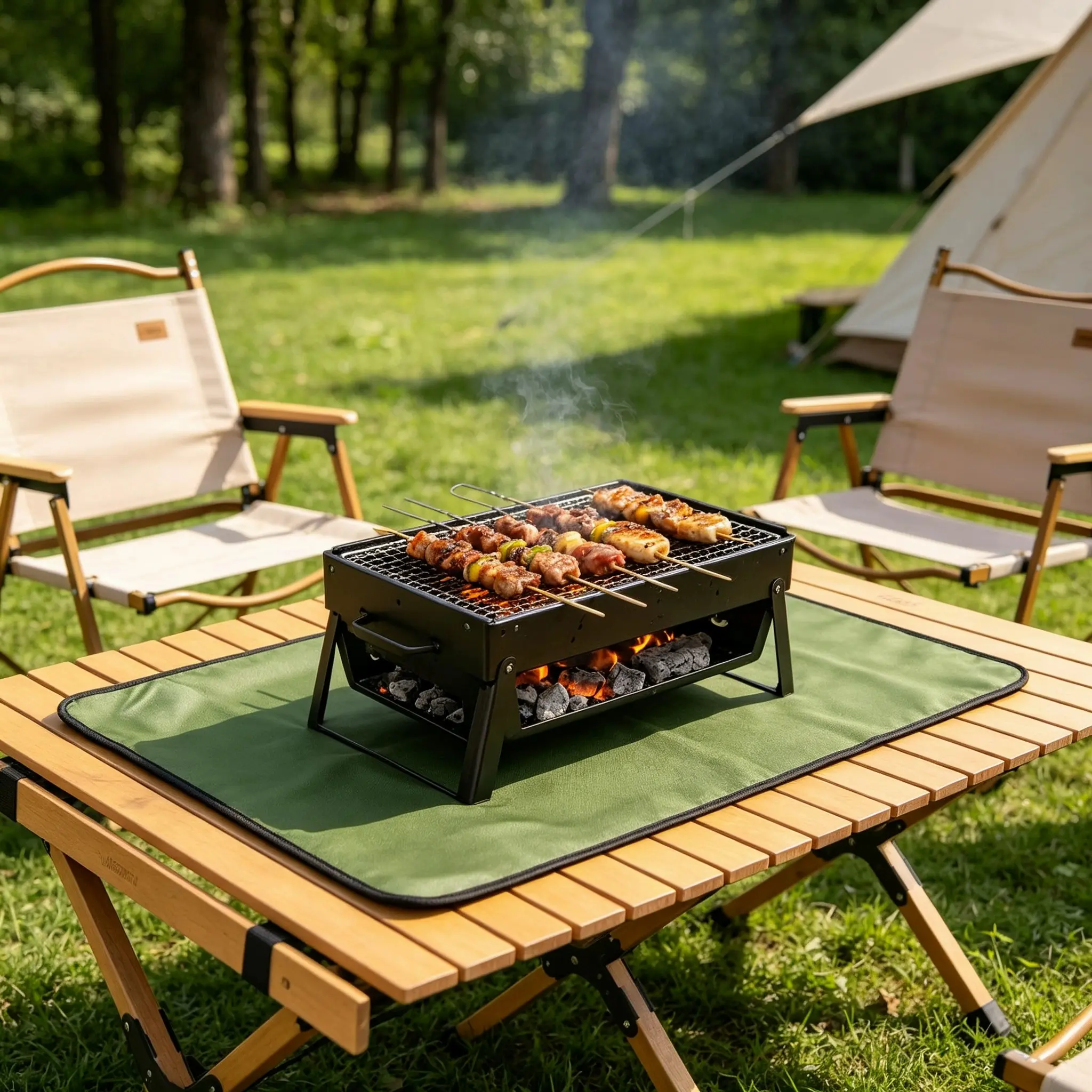 High-Temperature Resistant Grill Mat, Home Desktop Protector, Outdoor BBQ Lawn Guard, Oil Fryer & Oven Pad, Dual-Sided Fireproof Insulation
