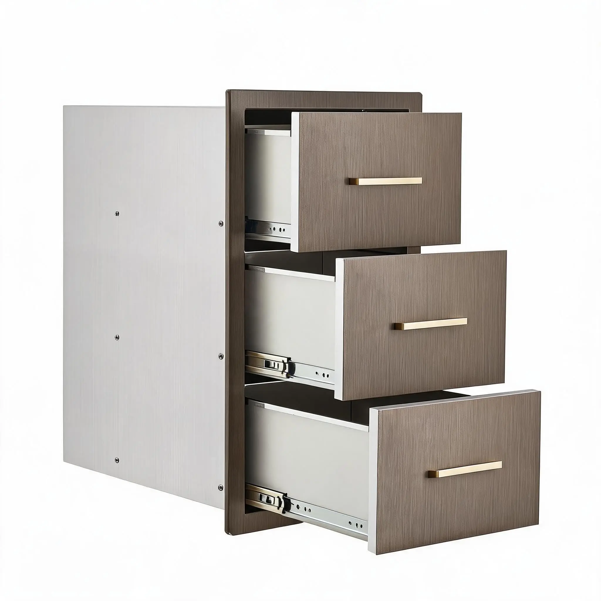 GARVEE Outdoor Kitchen Triple Access Drawers with Stainless Steel Handles, 16x28.5x20.5" Size, Fits Grill Stations & BBQ Islands for Camp Kitchen Use