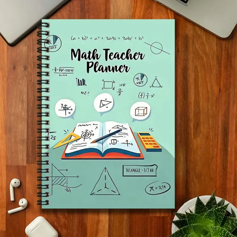 A spiral-bound notebook exclusively for mathematics teachers, with the cover covered in mathematical formulas and graphic elements, full of creativity. Suitable for work preparation, study notes, and also makes a thoughtful gift for graduation ceremonies