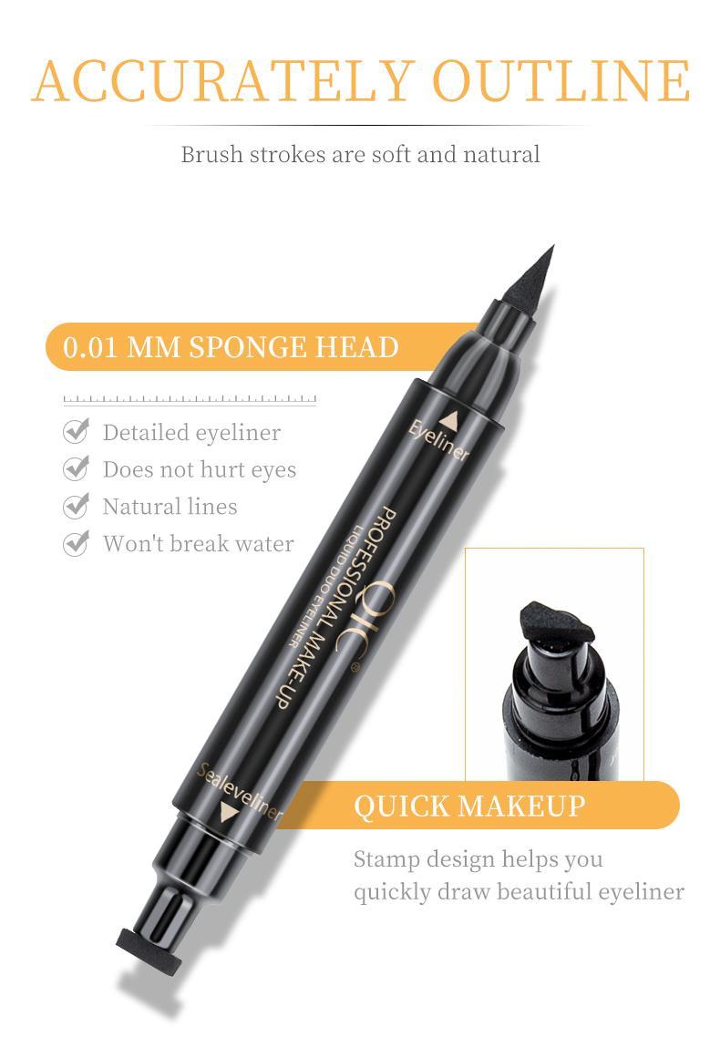 QIC 2-in-1 Stamp Eyeliner Pen | Waterproof & Smudge-Proof | Long-Lasting Winged Eye Makeup