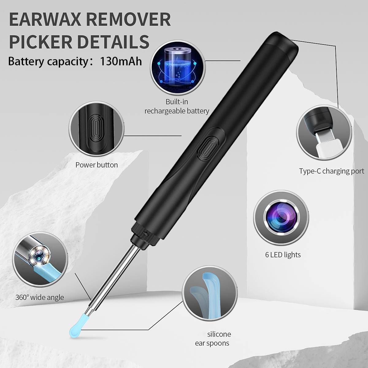 1pc Ear Wax Removal,Intelligent visual ear scoop,1 Piece Ear Wax Removal Tool, Ear Cleaner With Camera, Ear Wax Removal Kit With 8, Earwax Removal Tool, For Pad And Android Phones