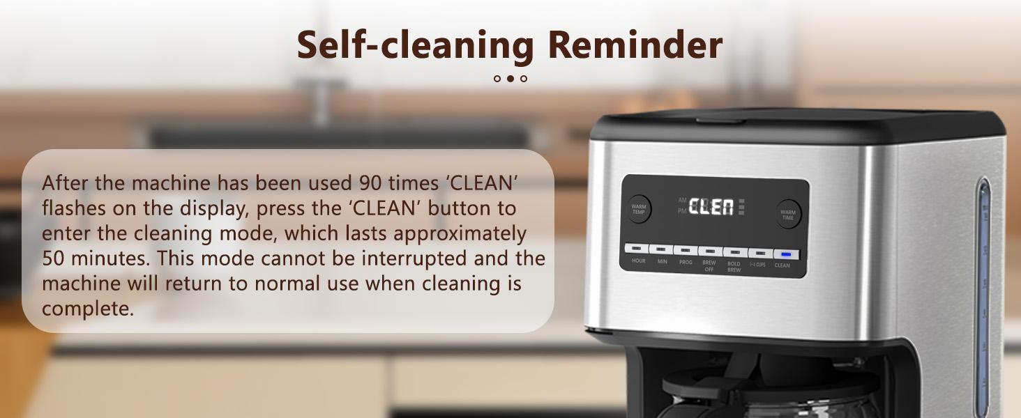 Kismile Coffee Maker, 14-Cup Programmable Drip Coffee Makers Machines with Timer, Reusable Filter & Keep Hot Plate, Auto Pause, Self-Cleaning, Stainless Steel