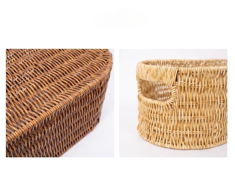 Imitation Rattan Storage Basket with Lid, Handwoven Storage Basket for Fruits And Vegetables, Household Storage Bin for Toys, Living Room Rattan Storage Basket, Shelf Baskets