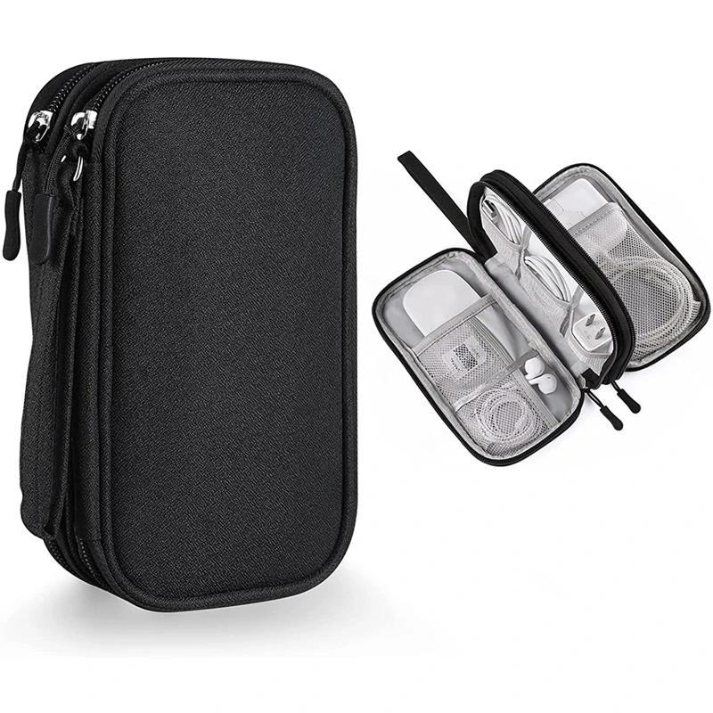 Travel Organizer Bag Cable Storage Pouch Carry Case Portable Waterproof Double Layers with random internal layout