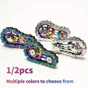 Interesting Office Leisure Toy Bicycle Chain Finger Spinner, Quiet Stainless Steel Gear Desk Toy, Stress Relief Tool for Adults