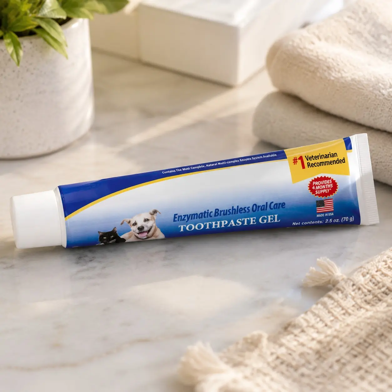 ZYMOX Oratene Brushless Toothpaste Gel for Dogs and Cats, 2.5ozGift