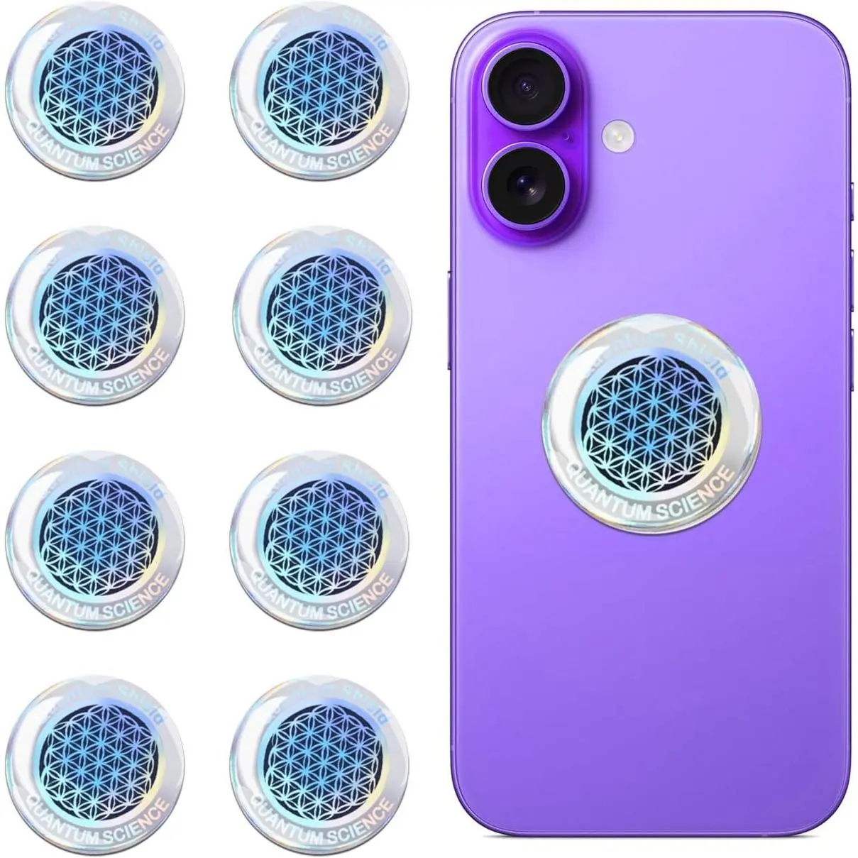 8 Pieces of Cell Phone Protection Neutralizers Stickers, Blockers Equipment Stickers for All Phones Tablets Laptops Computer WiFi All Devices Flower of Life-Silvery