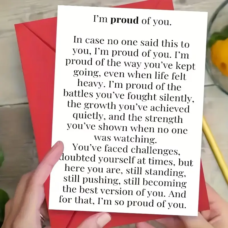 1 "I'm Proud of You" Encouragement Card with Envelope, Perfect for Christmas, Birthdays, Holidays, and Special Occasions - Inspirational Message for Friends, Family, Lovers, Sons, Daughters, Mothers, Fathers, Etc. | Birthday Card | Motivational Card