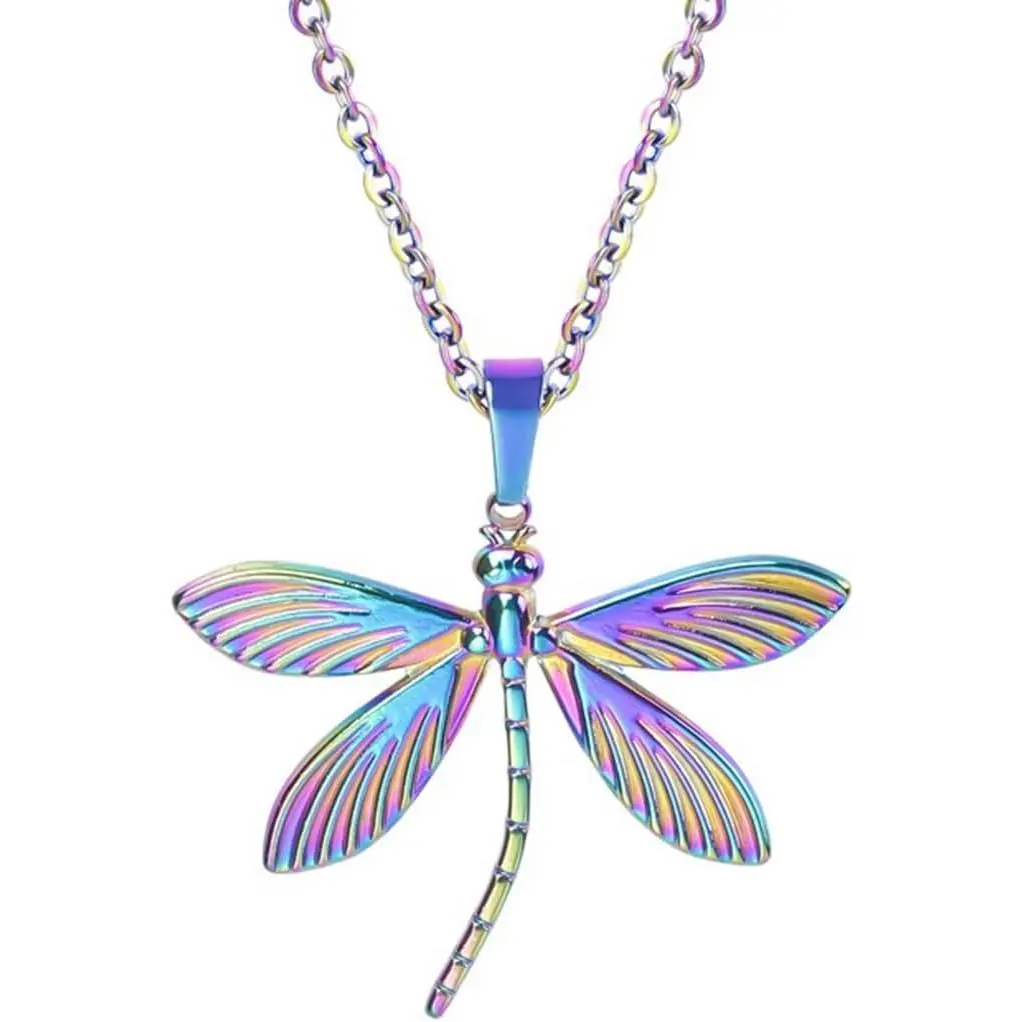 Stainless Steel Dragonfly Pendant Necklace, Women's Delicate Statement Jewelry, Fashion Accessory for Parties & Holidays, Dragonfly Style, Female, Holiday Cocktail Party