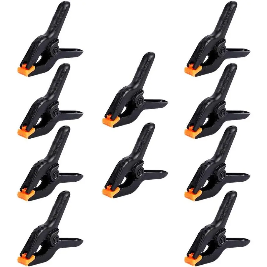 10-Count Heavy-Duty Ergonomic Plastic Spring Clamps (4.5in) with High-Quality Springs, Non-Slip Adjustable Grip for Backdrop Stand, Photography, Home Improvement (Phones & Electronics Selfie Accessories)