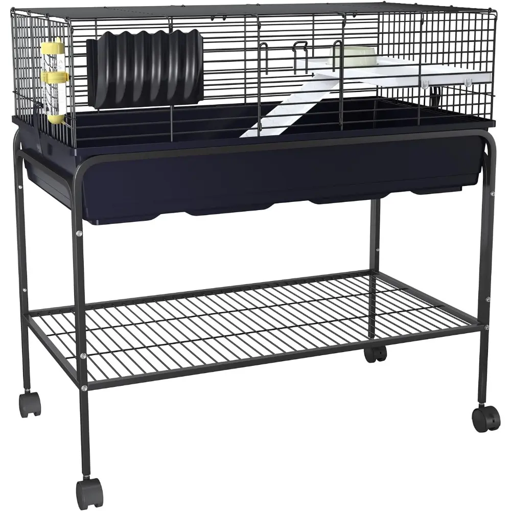 35.3" h Hamster Cage Kit with Removable Storage Shelf, Guinea Pig Cage with 3Pcs Accessories, Rat Critter Cage for Chinchilla, Squirrel, Gerbil, Hedgehog, Hamster, Guinea Pig, Black