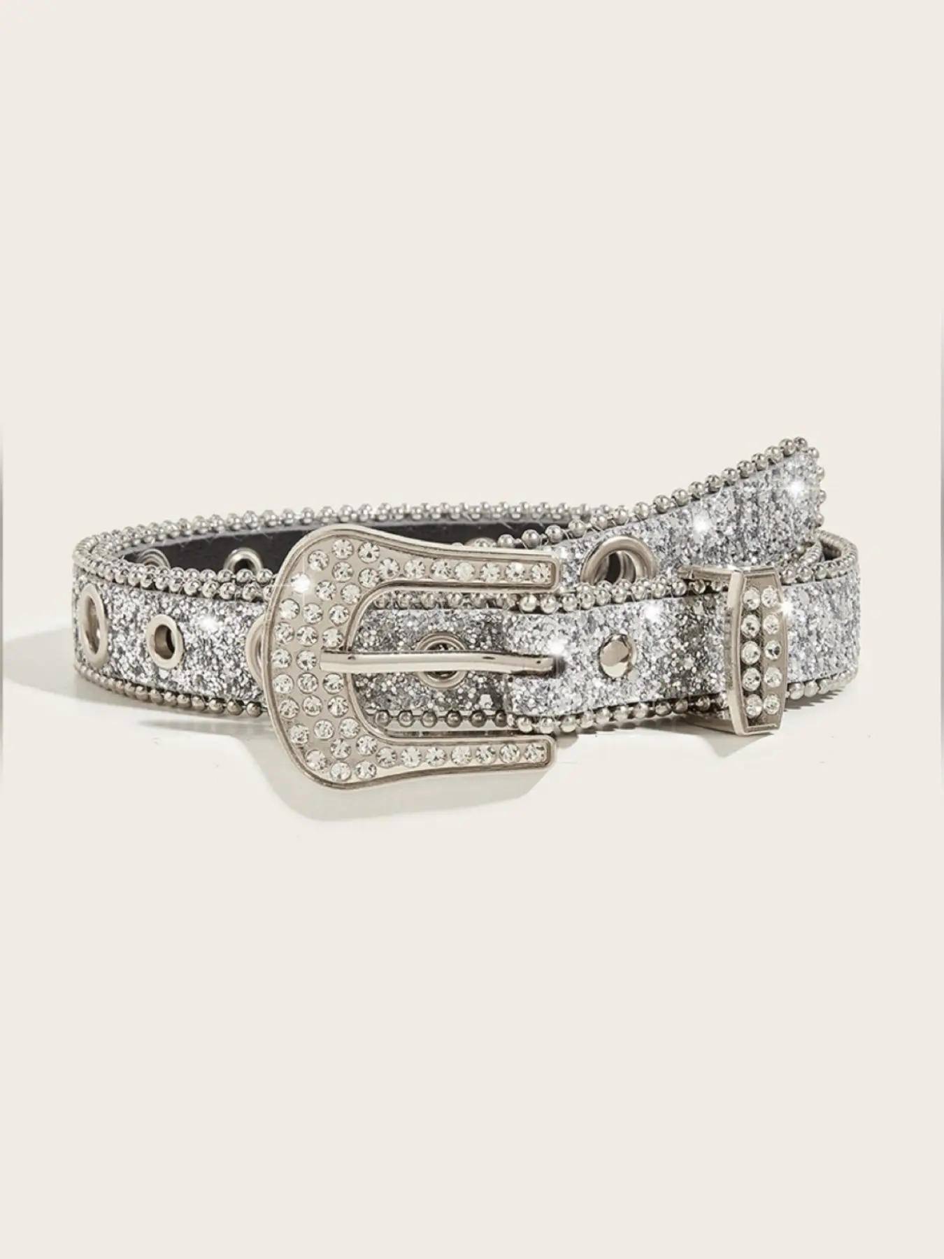 Water Drill Punk Y2K Belt, Rhinestone Design, Fs-Galaxy Pattern, All Seasons Style, Trendy Slim Waist Belt for Fashionistas