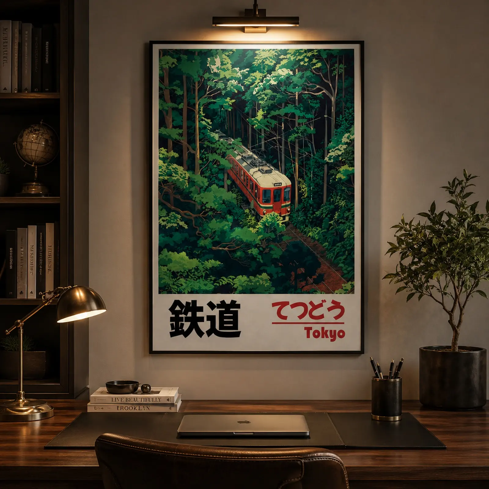 Retro Japanese Anime Train Canvas Wall Art, Tokyo Forest Landscape Poster, Unframed Cozy Room Decor, Japanese Wall Art, Vintage Travel Print, Railway Poster, Cottagecore Decor, Train Lover Gift, Anime Art, Train Art, Forest Art, Japan Gift, Room Art