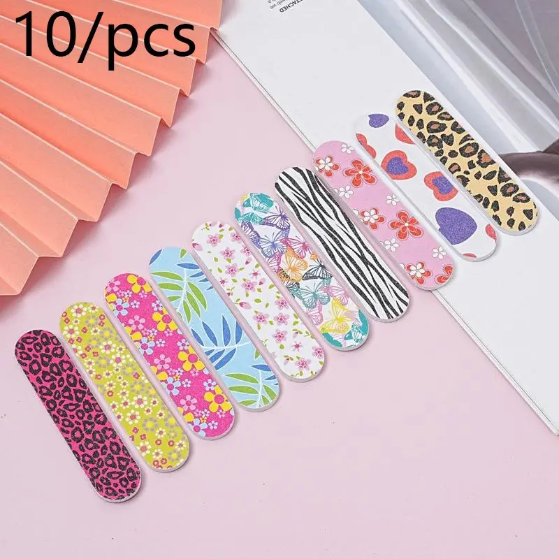 10-Piece Double-Sided Mini Nail Files Set, Colorful Manicure Nail Art Tools for Professional & Home Use, Durable and Portable Design