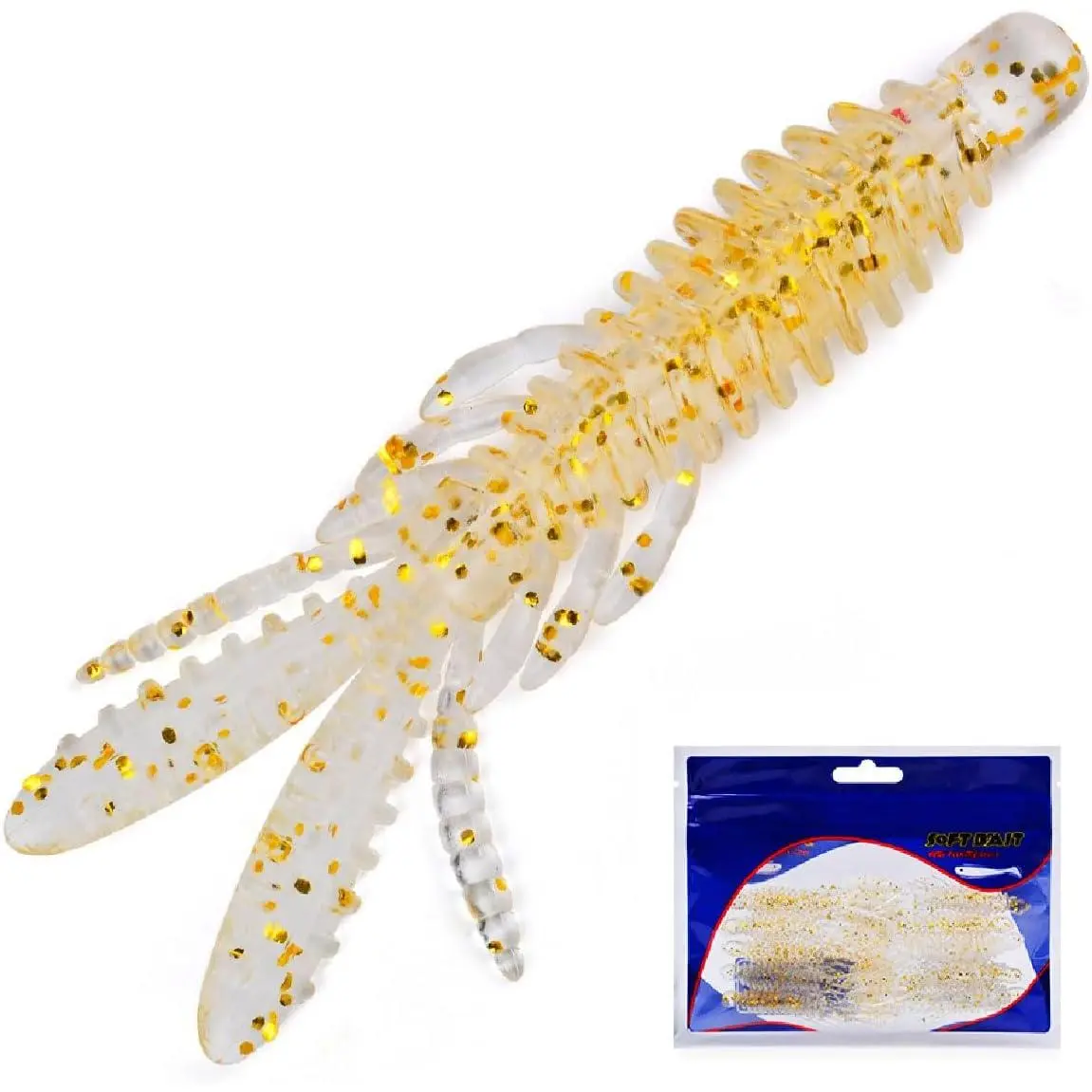 10 count Soft Swimbait Lures, 6.4cm/2.5in Shrimp Shape Soft Plastic Fishing Lures Kit, Bass Fishing Lure Swim Baits with 5 Color, for Fishing Trout, Crappie, Bass, Redfish, Freshwater, Saltwater