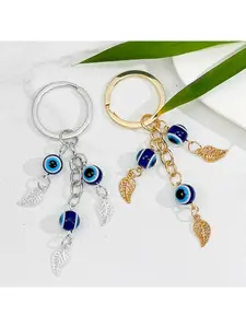 2pcs Contrast Blue Bead Chain, Long-distance Couple Keepsake Pendant