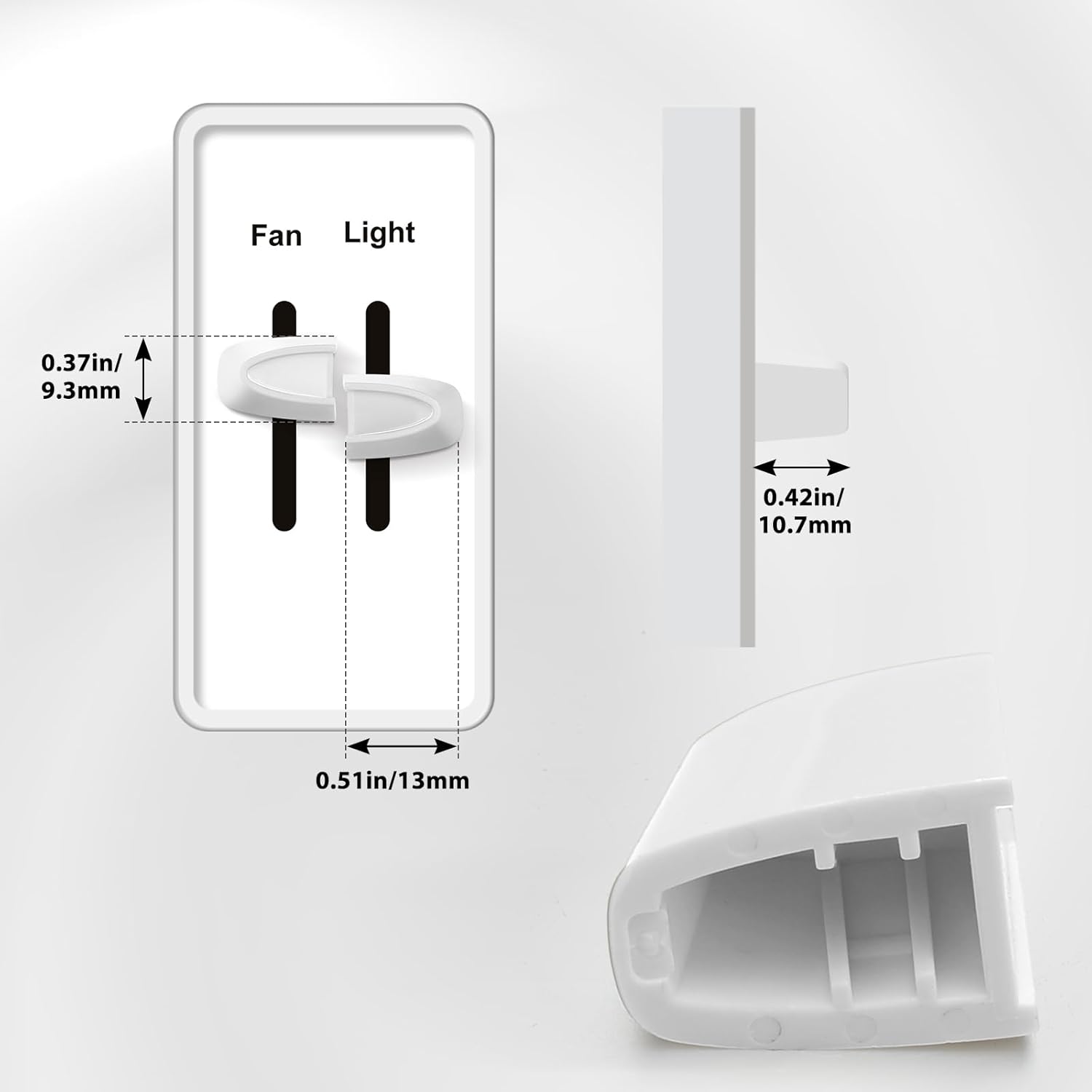 4 count Dimmer  Knob Dimmer Replacement Knob Compatible Replacement Set of Two Split for Compatible with Lutron Skylark Fan Speed & Light Control (White)