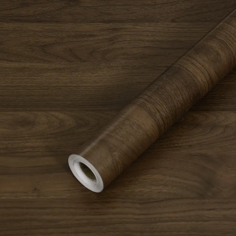 1 Roll, Walnut Wood Grain Sticker, peel and stick Vinyl Wallpaper For Furniture Renovation, Brown Retro Wood Grain PVC Removable Wall Stickers, Suitable For Cabinets, Wardrobes, Tables, and Doors, Self Stick Wallpaper