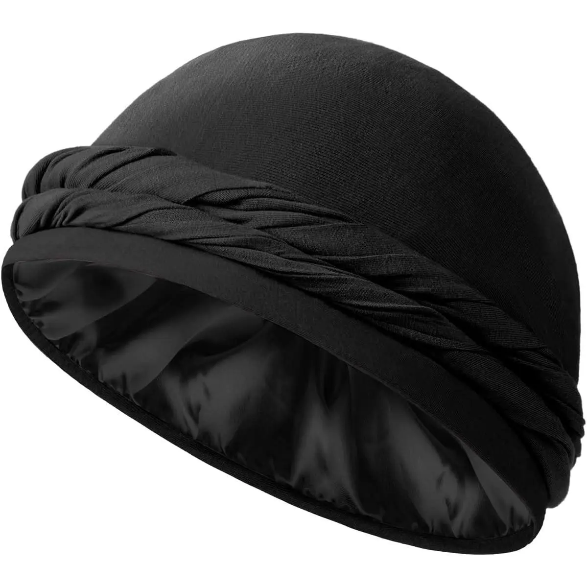 Pre-Tied Halo Turban for Men & Women, Silk Satin Lined Bonnet for Sleeping, Protective Halo Cap for Curls & Braids, Haircare, Curly Hair