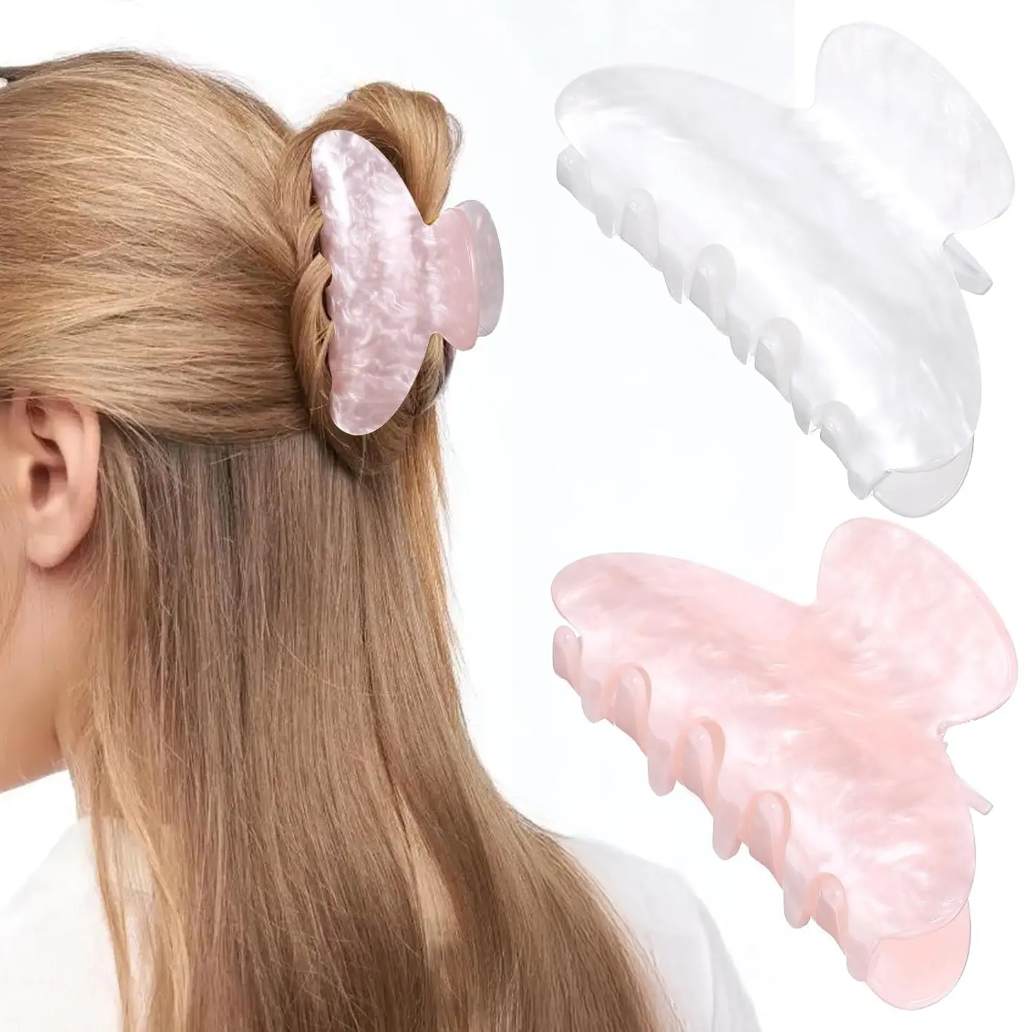 Hair Claw Clips, Acrylic Big Hair Clips for Thick Hairs, Women Girls Strong Hold Jaw Clip, Cute Banana Hairclip for Hairs Styling Accessories, Large Non-Slip Barrettes Clip