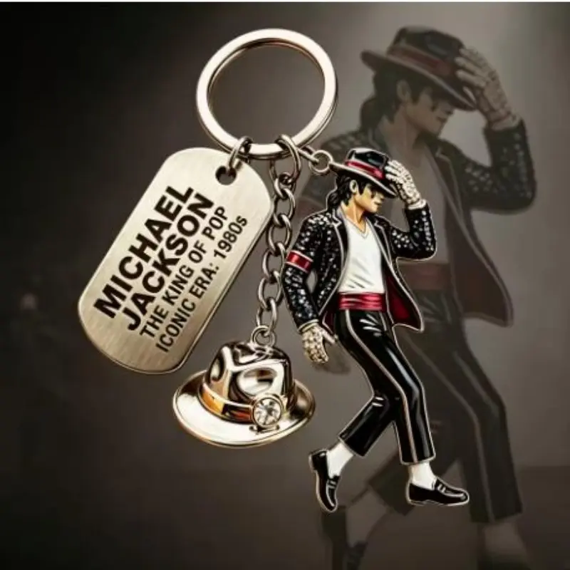 Michael Jackson Keychain 2026, Fashionable Alloy Keychain, Classic Dance King Pendant, Fashion Singer Key Ring, Unisex Creative Gift, Stylish Accessory for Fans