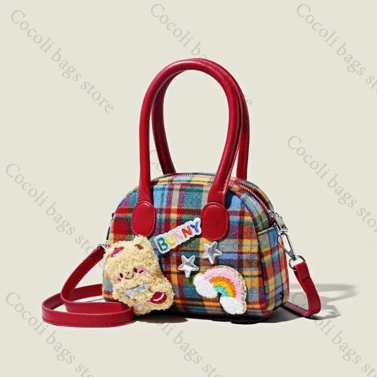 Red Check Decor Cross Bag Hand Bag Kawaii Commtue Bag Crossbody Bag Fashion Women's Bag Phone Bag Mini Bags for Women