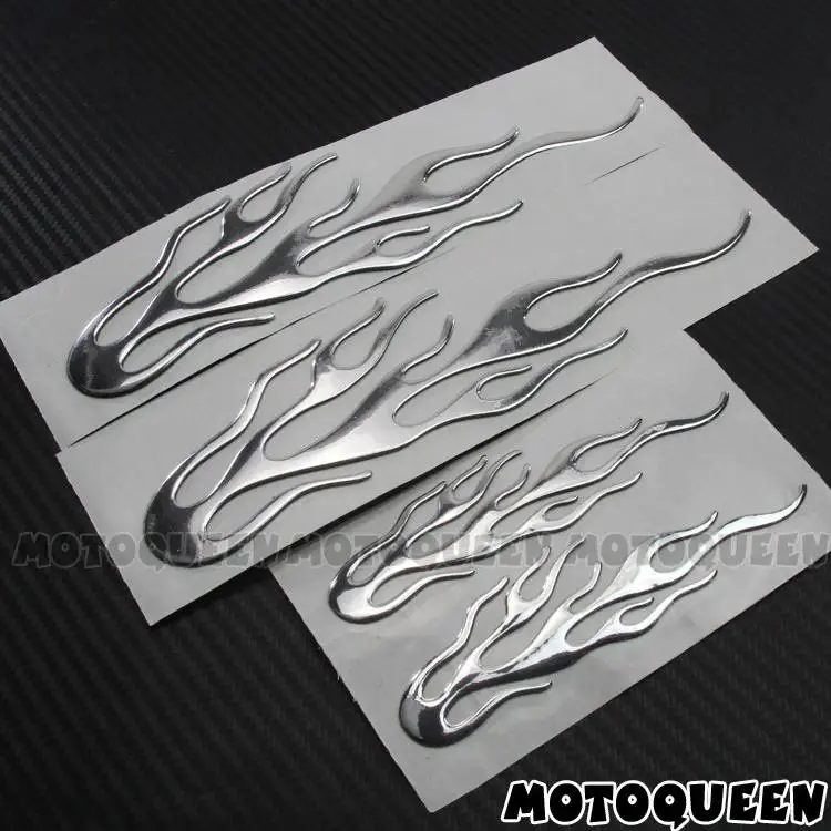 100% Brand New Motorcycle Decor Stickers - 4-Piece Waterproof Self-Adhesive PVC Decal Set with 3D Flame Motif, High-Quality Cuts, Stereo Rubber for Vintage Bikes to Decorate Your Motorcycle, 1 Set=4 Pcs