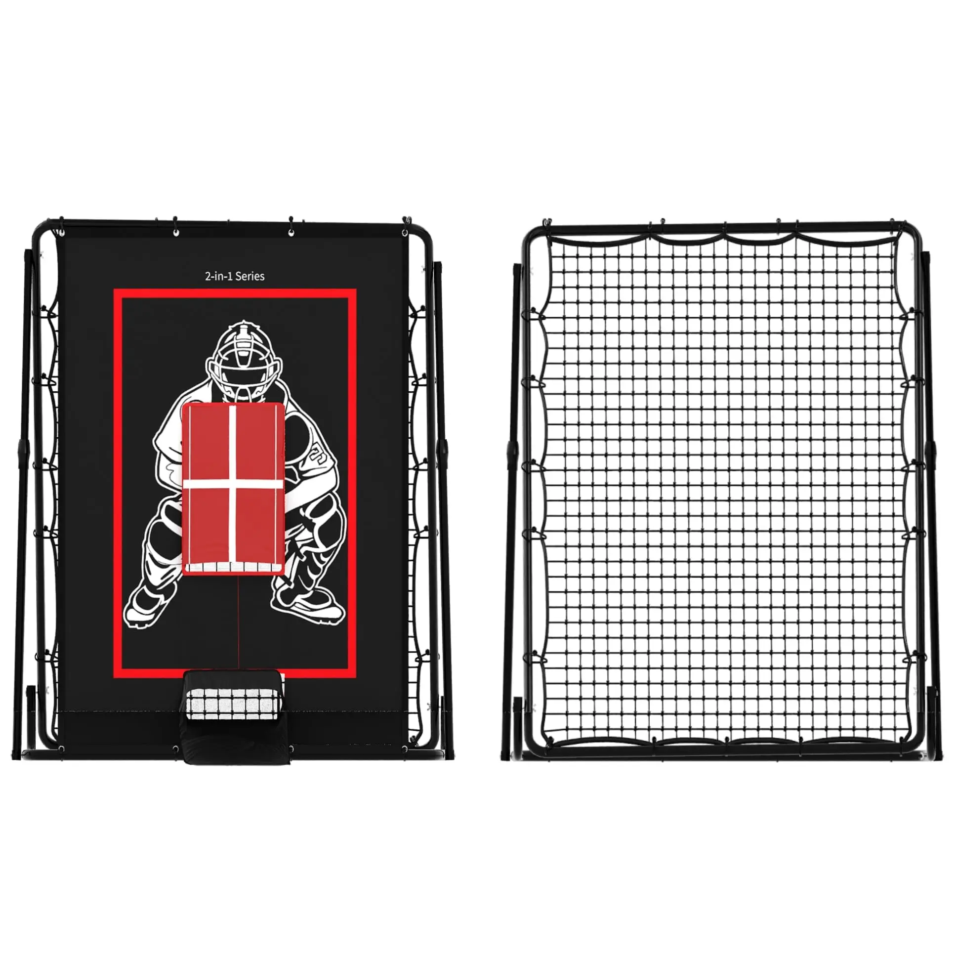2-in-1 Baseball Pitching Rebound Net Only, 5x3.7ft Dual-Sided Trainer with Hit Zone, Portable Throwing Hitting Practice Gear for Kids Youth, Great Baseball Gift