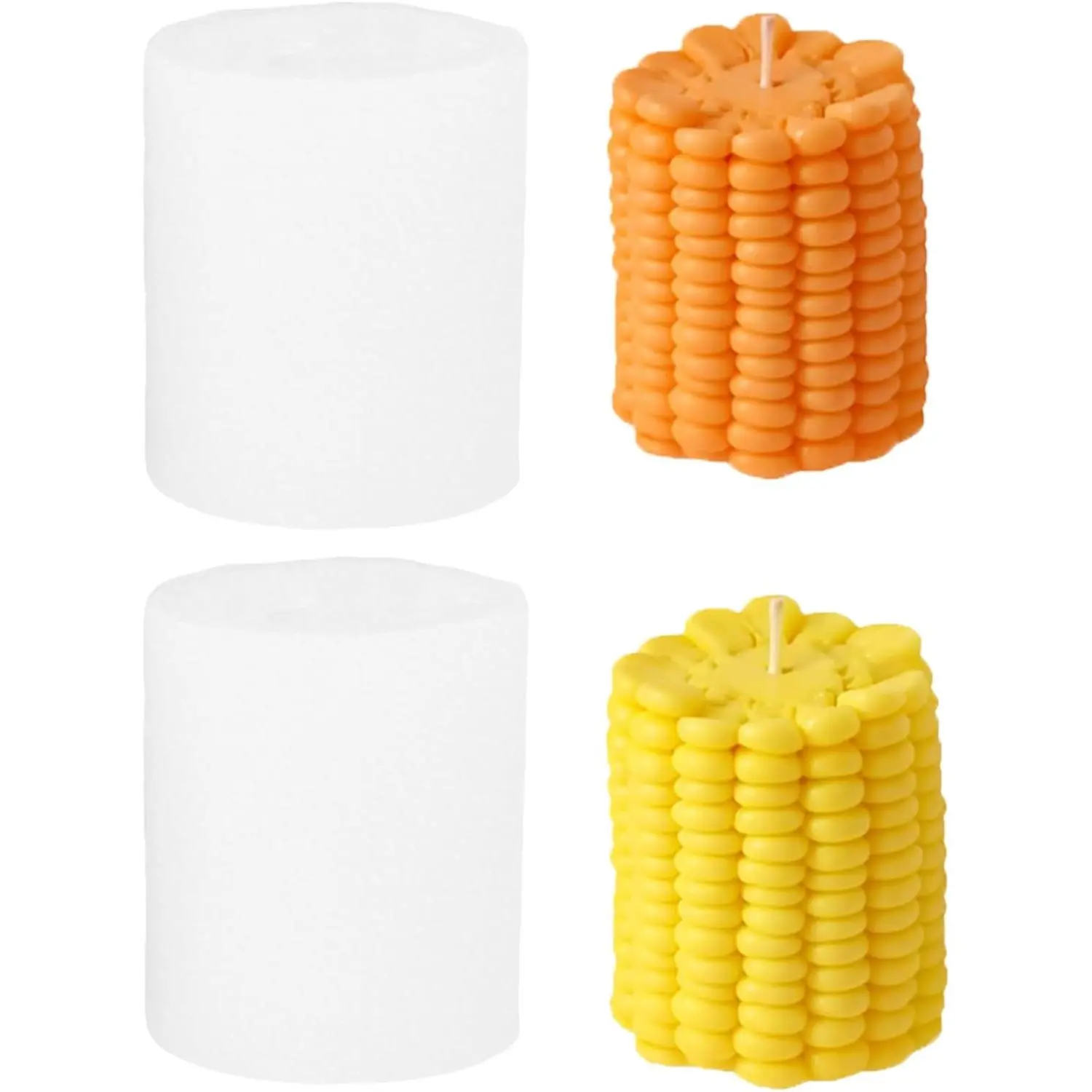 2-Pack 3D Half Corn Silicone Molds – Versatile Candle, Chocolate, Resin & Soap Making Mold, Cute Fondant Bread Mold for Baby Shower & Birthday Party DIY Crafts