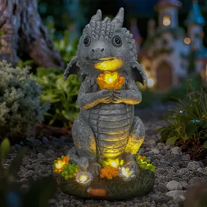 Solar Dinosaur Garden Statue Light Outdoor Decor, Waterproof LED Yard Art Lantern, Patio Lawn Decoration, Mother's Day Gift for Mom Grandma Women