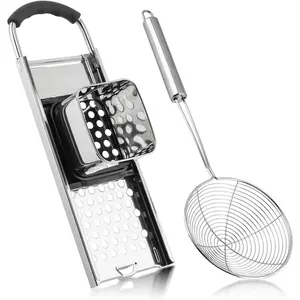 Stainless Steel Spaetzle Maker with Comfort Grip Handle and Skimmer Homemade German Egg Noodle Dumpling Making Tool Set Silver