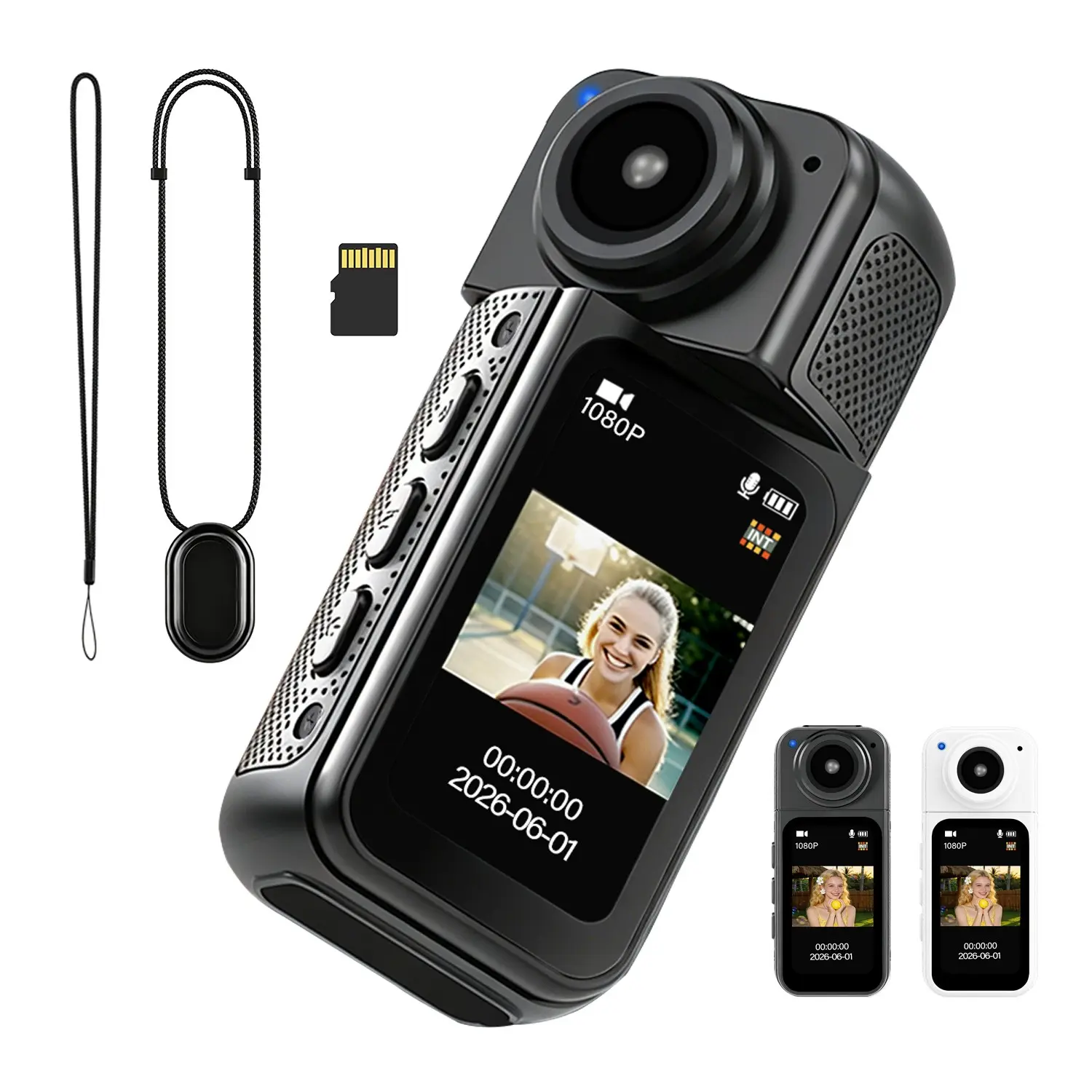 Thumb motion camera Miniature sports camera Thumb size180-degree rotating degree suitable Love sport Cycling photography recording beginners Suitable outdoor Christmas Halloween birthday Thanksgiving Day gift