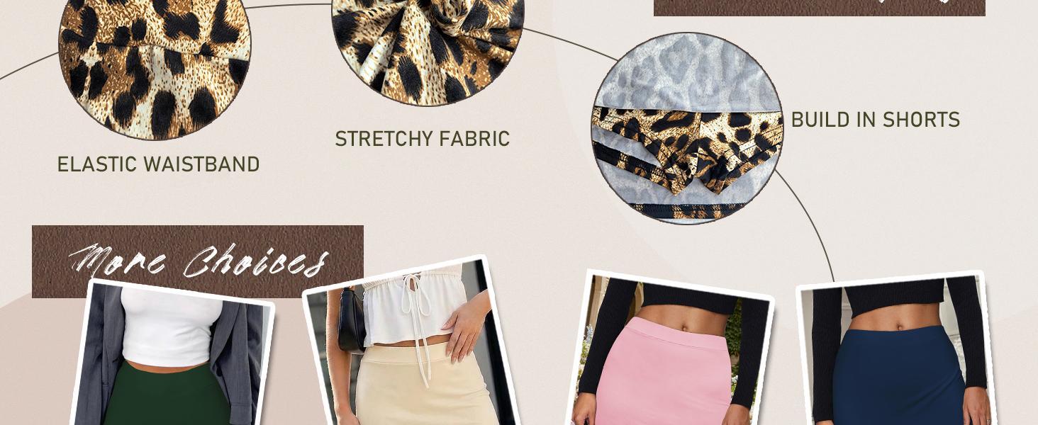 Women's Leopard Print Mini Skirt Short Skorts Elastic Waistband Sexy Bodycon Pencil Cheetah Club Skirts with Shorts Women's Leopard Print Mini Skirt Short Skorts Elastic Waistband Sexy Bodycon Pencil Cheetah Club Skirts with Shorts