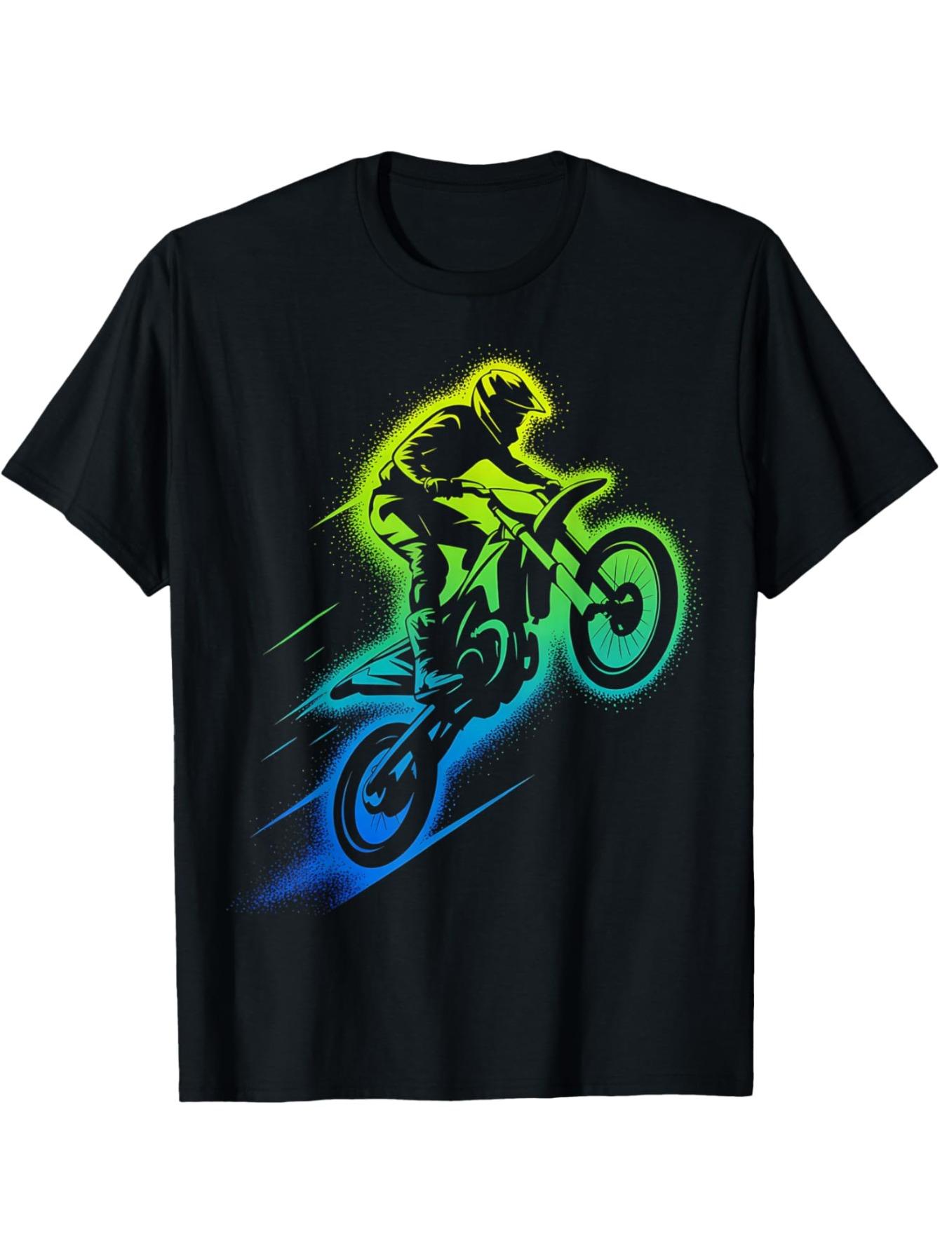 Dirt Bike Motocross Enduro Dirt Biking Boys Kids T-Shirt |   100% Crew Neck Short Sleeve Tee, Casual Summer Back to School Shirt, Perfect Gift for Youngsters, Birthday & Holiday Party Outfit, Christmas Gifts, Casual Youngsters Wear (3-13Y)