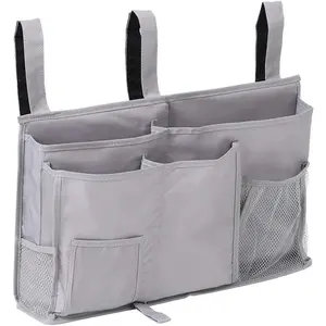 Bunk Bed Organizer - Bedside Storage Caddy with Pocket, Hanging Organizer for Camp, Dorm, Room, Hospital Bed Rail and More (Grey)