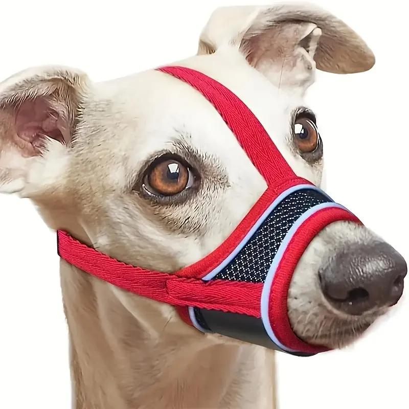 Adjustable Dog Muzzle for Behavior Training - Breathable Polyester Mesh, Reinforcement Strap, Lightweight, Machine Washable Pet Mask with Resin-PVC Components