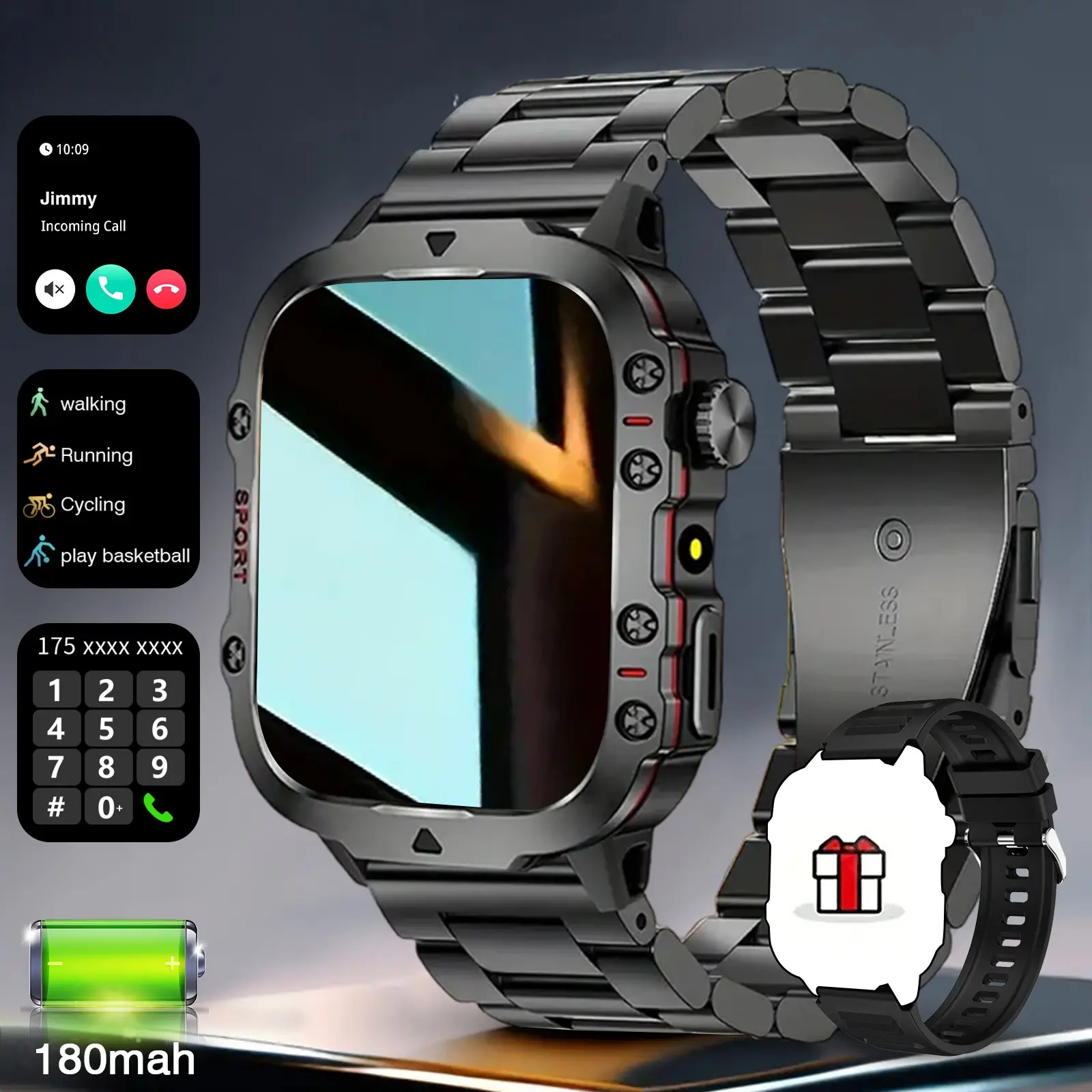 2026 New Smart Watch HD Touchscreen, Wireless Calling, Camera & Music Control, Multi-Sport Modes, Alarm/call-Sms Alert, iOS Android Compatible