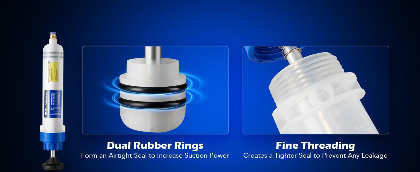 Orion Motor Tech 200/350mL Yellow/Blue Manual Fluid Extractor and Filler, Syringe Style Pump for Car Power Steering Transmission Gear Oil & Brake Fluid Changes,Hand Vacuum Pump for ATV Boat Automotive Fluid Extraction,extension tube