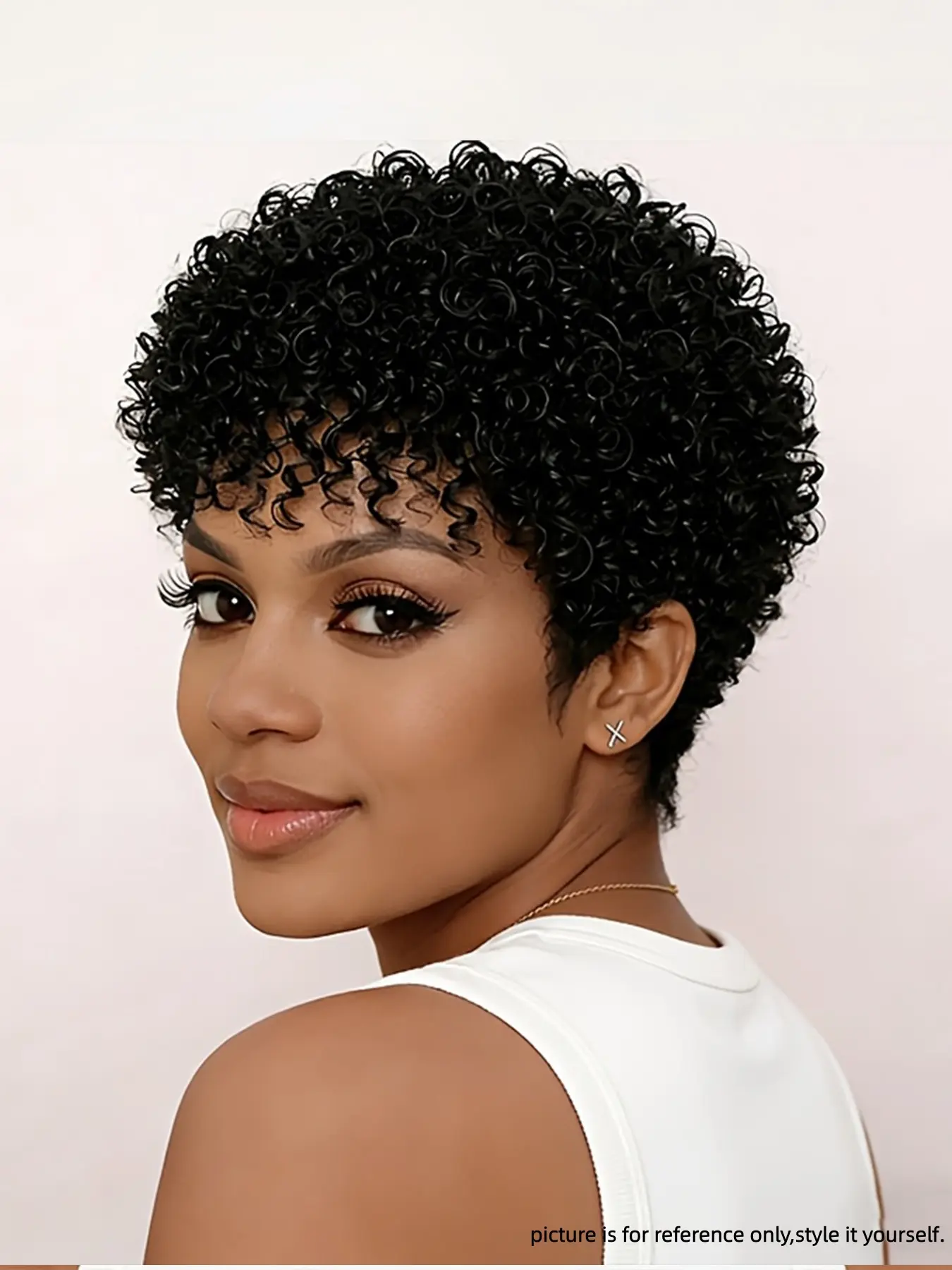 180% Density 6inch Women's Afro Kinky Curly Pixie Cut Wig, Glueless Rose Net Cap, Perfect for Daily Wear, Carnival, Holidays