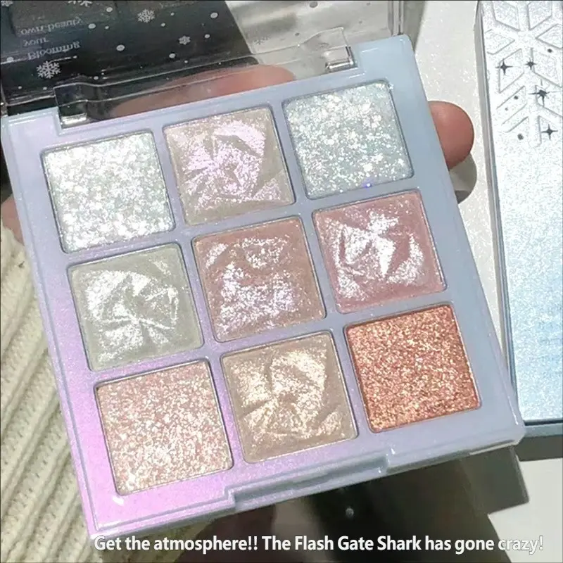 Snow Princess 9-Color Snowflake Eyeshadow Palette, Galaxy Sweet Heart Highlighter, Multi-Use, Party Makeup Essential, Limited Time Sale!