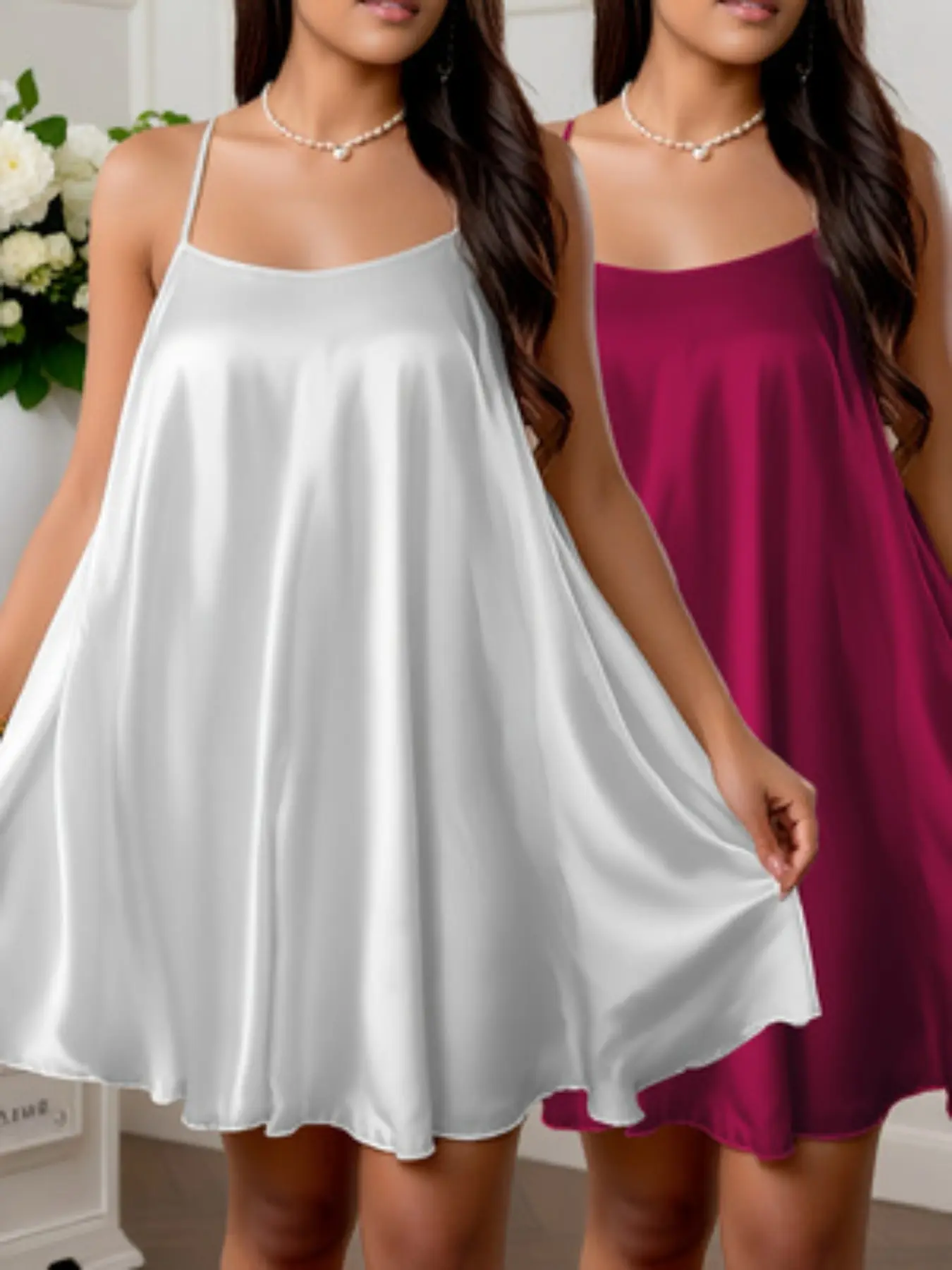 Elegant A-Line Cocktail Dress Set, Size Plus Satin Smooth Fit Thin Strap Spaghetti Strap Sleeveless Evening Gown, Women's Formal Wear 2-Piece