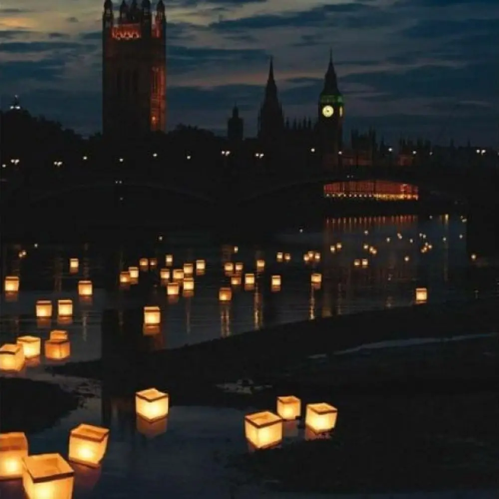 20 Pack Square Chinese Lanterns Wishing, Praying, Floating, River Paper Candle Light, Floating Lanterns for Lake or River, Floating Water Lanterns, Lanterns Floating 5.9"*5.9"*5.9"