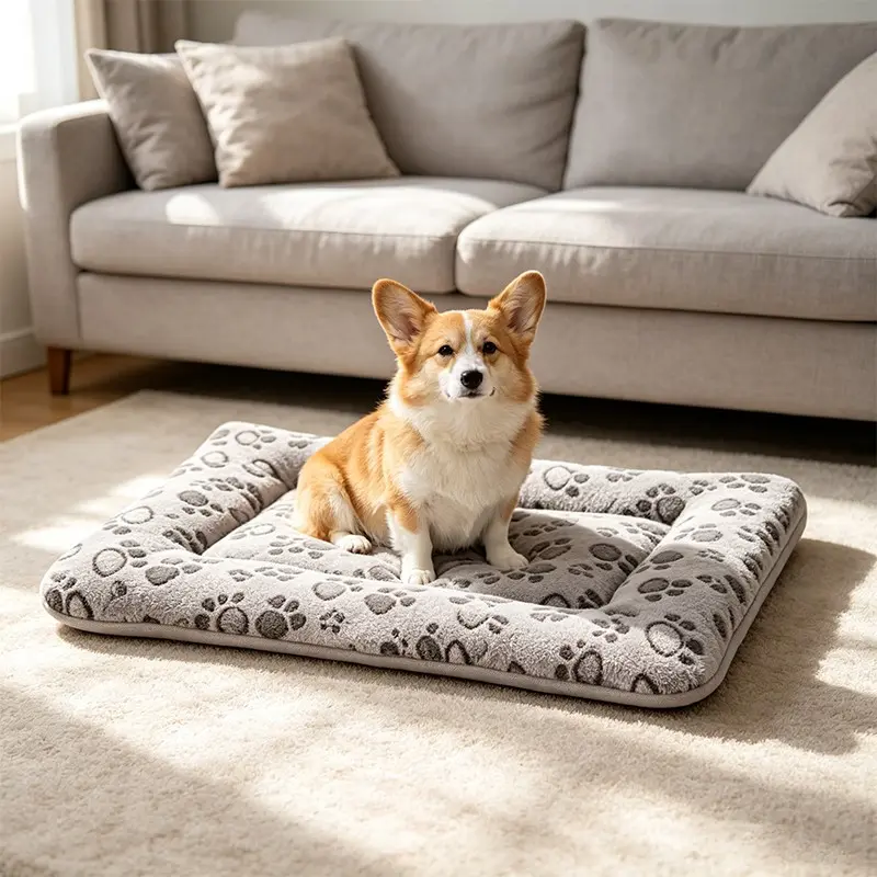 Dog Mattress - Soft double-sided fleece pet pad, suitable for small dogs and cats, fully washable plush sleeping mat, great for cages, dog houses, and keeping warm on the floor
