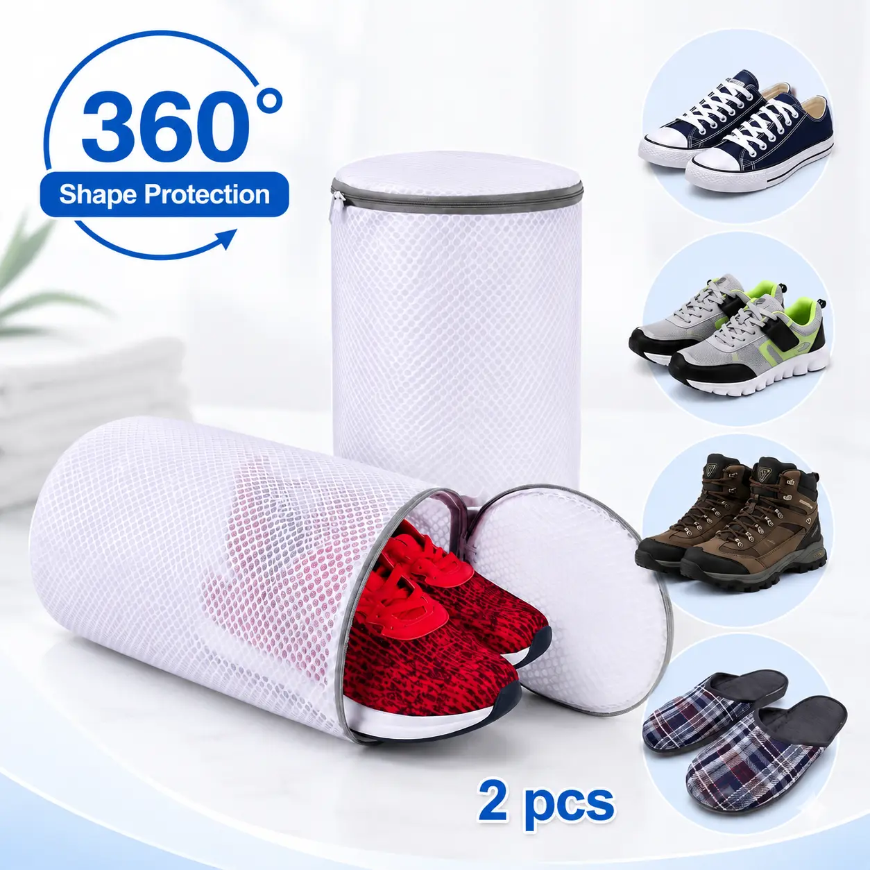 2 Pack Shoe Washing Bags, Mesh Shoe Laundry Bags for Sneakers, Running Shoes, Socks, Bras and Travel Organization,pouch