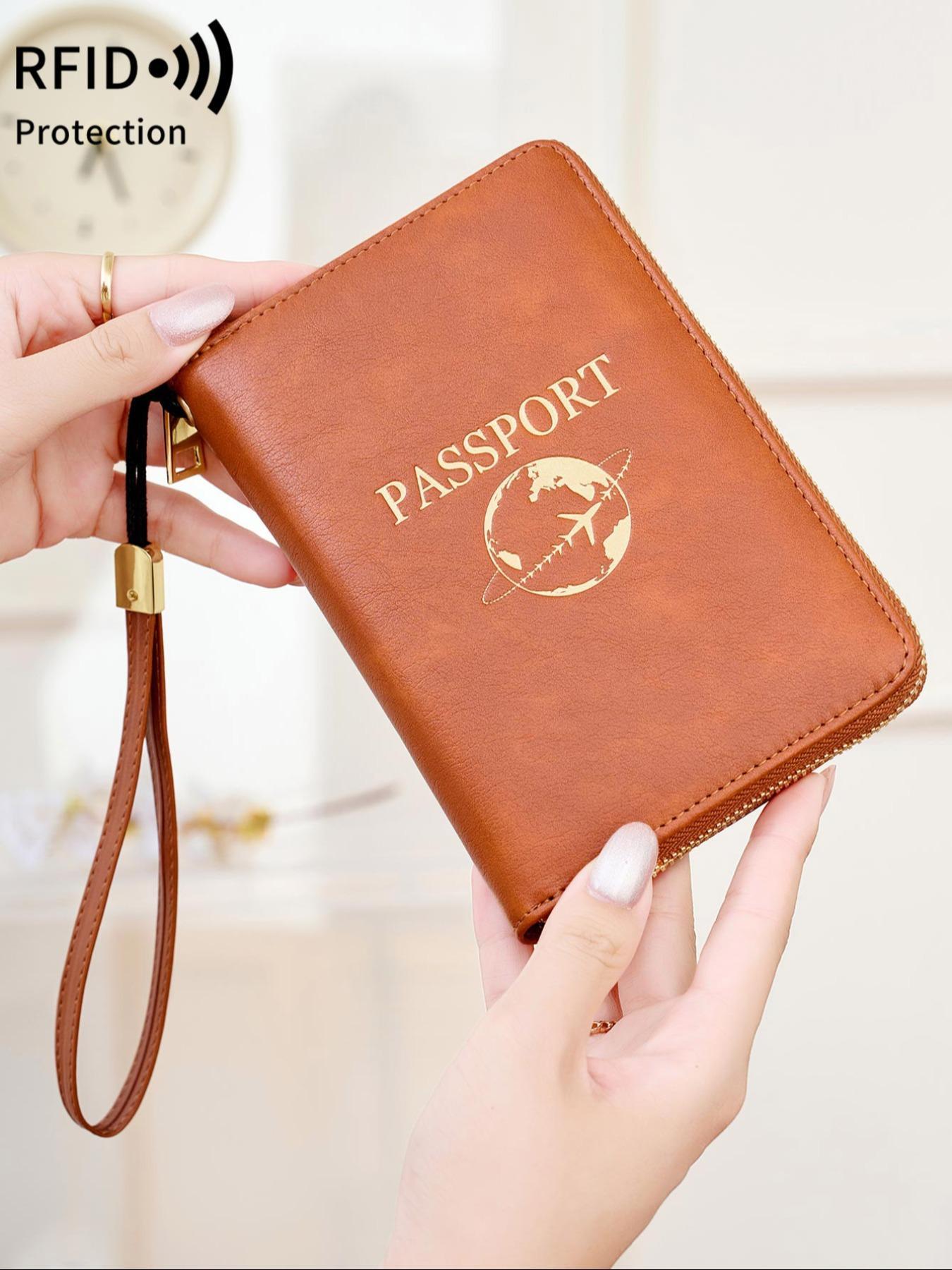 Passport Case with Card Slot, PU Leather PassportHolder with Wristband, RFlD Blocking Passport Wallet, Travel Document Holder for Women & Men, Passport Cover, Christmas Gift, Valentine's Day Gift, Ideal Gift