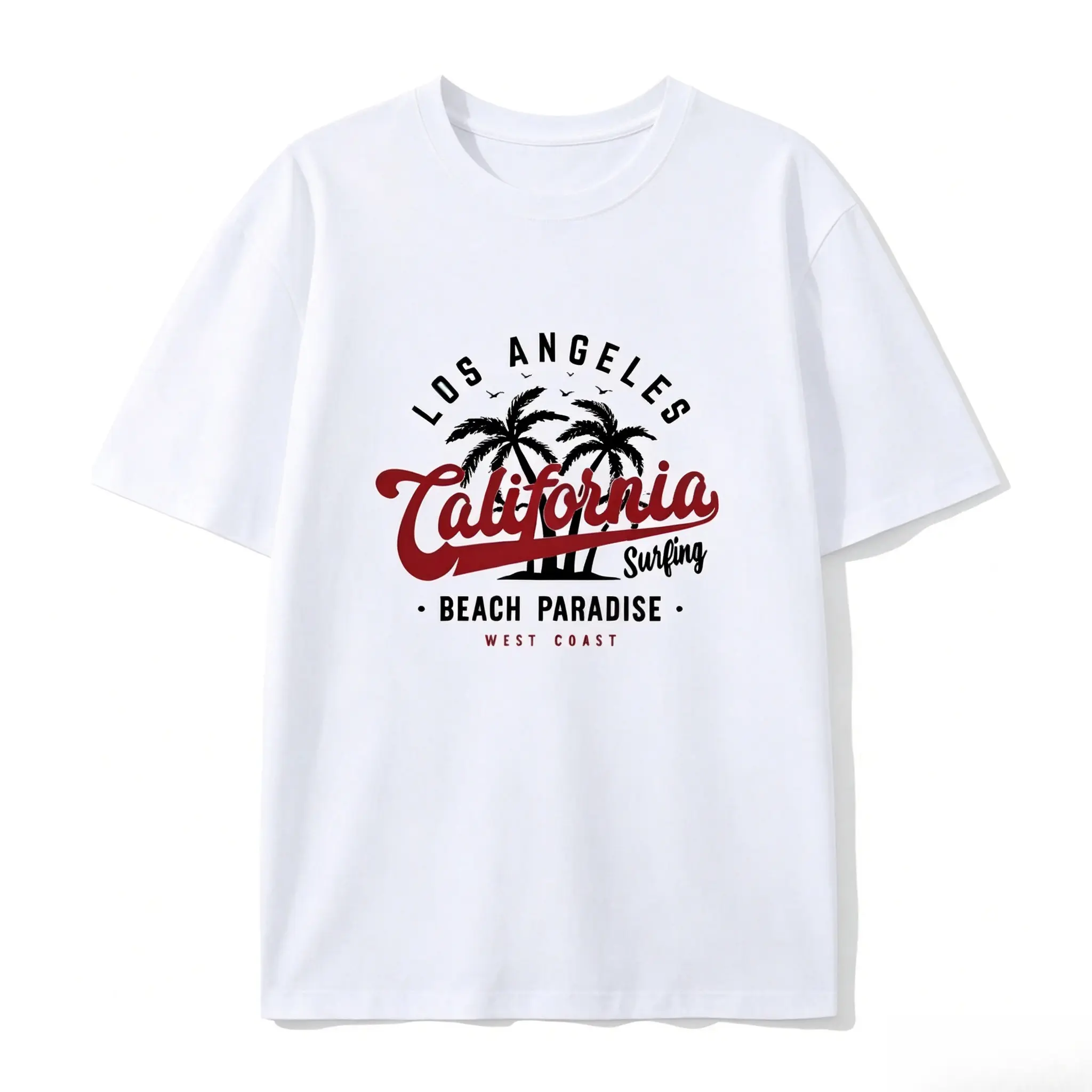 Los Angeles California Palm Tree Vintage Surf Graphic T-Shirt,Unisex West Coast Beach Travel Tee, SummerVibes Printed Craft Casual Top, Relaxed Soft Breathable womens summer clothing summer outfits women