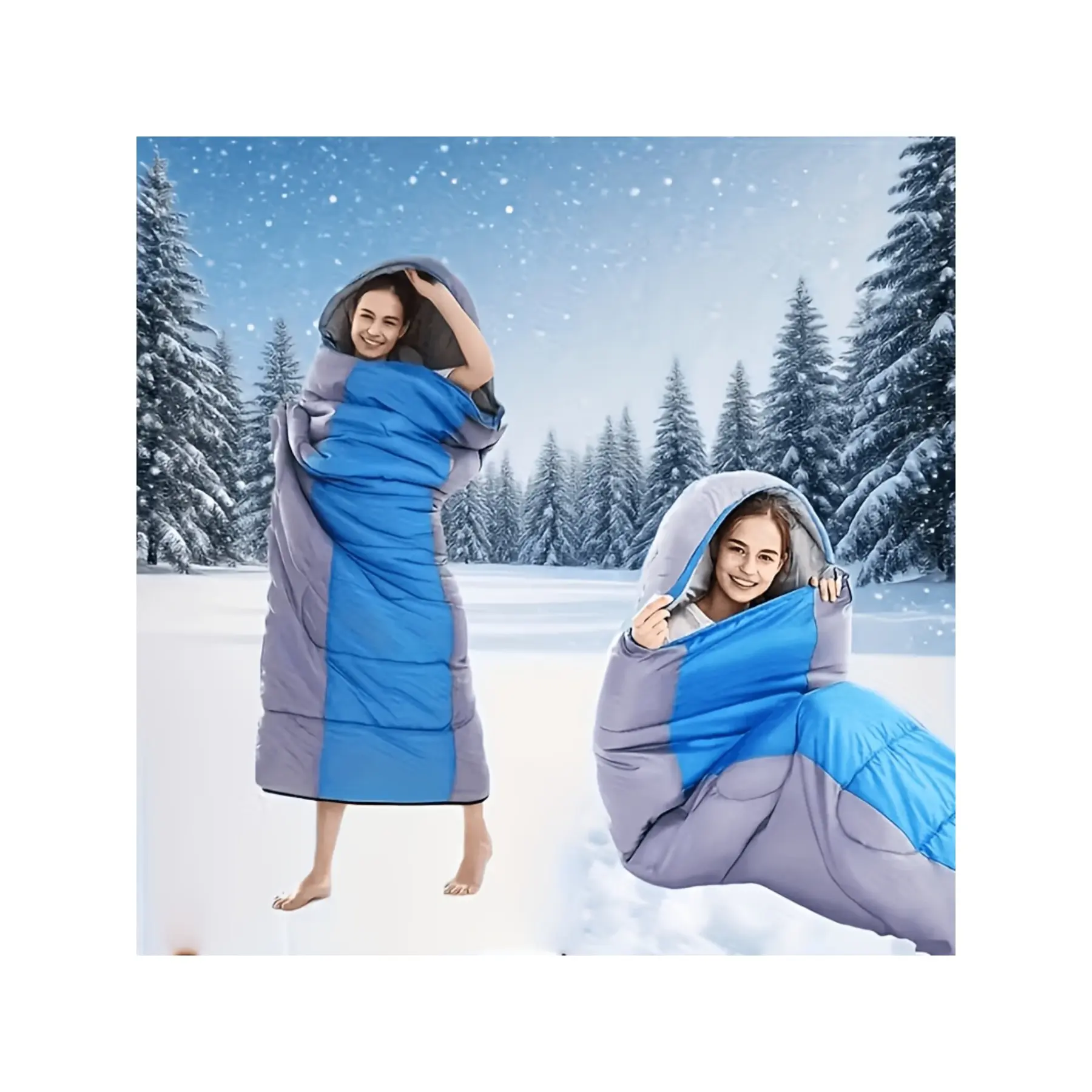 1 set of 0.7KG suitable for early winter warm hooded sleeping bag, outdoor adult camping warm bag with storage bag